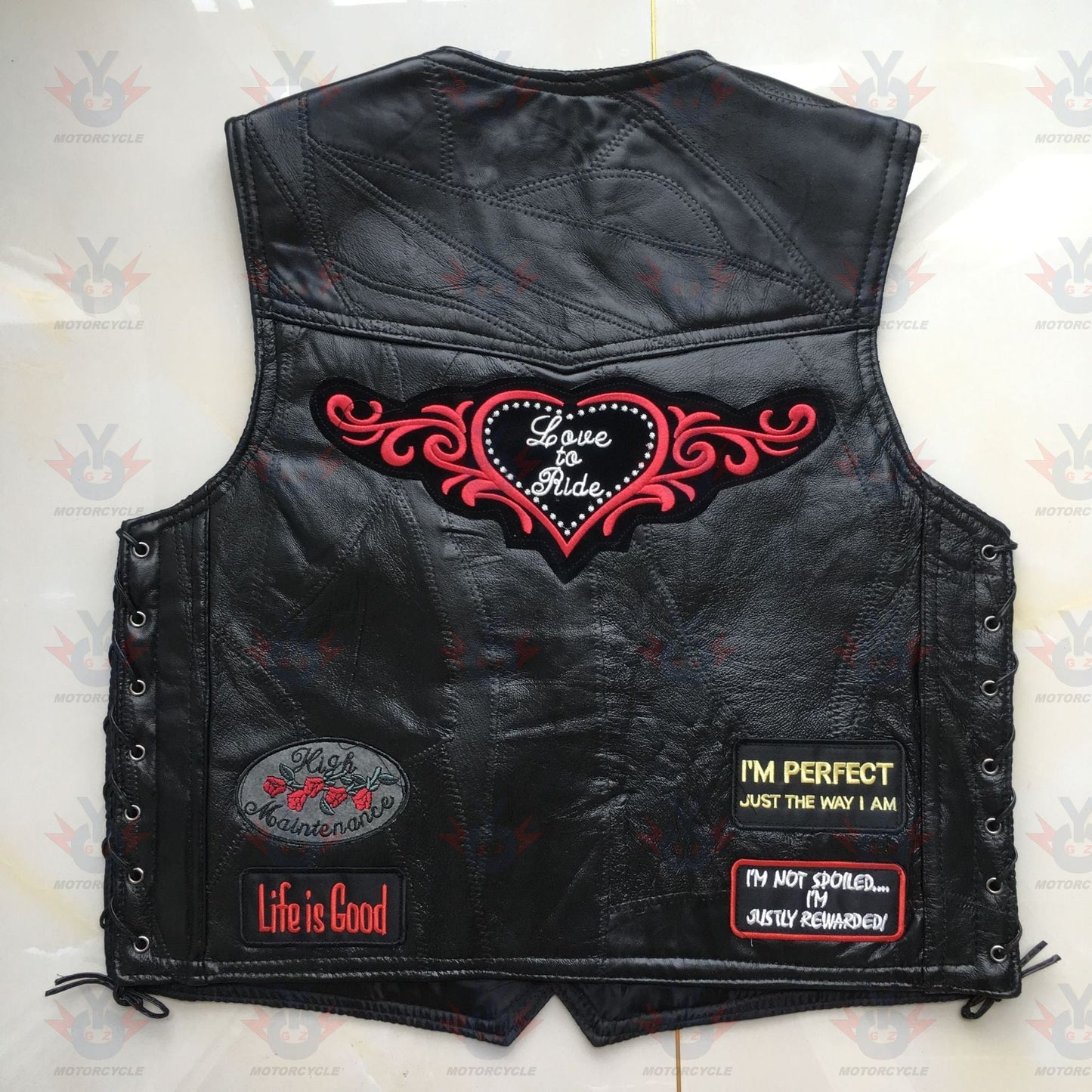 Motorcycle Riding Vest Leather Badge Net MenJSLMotors
