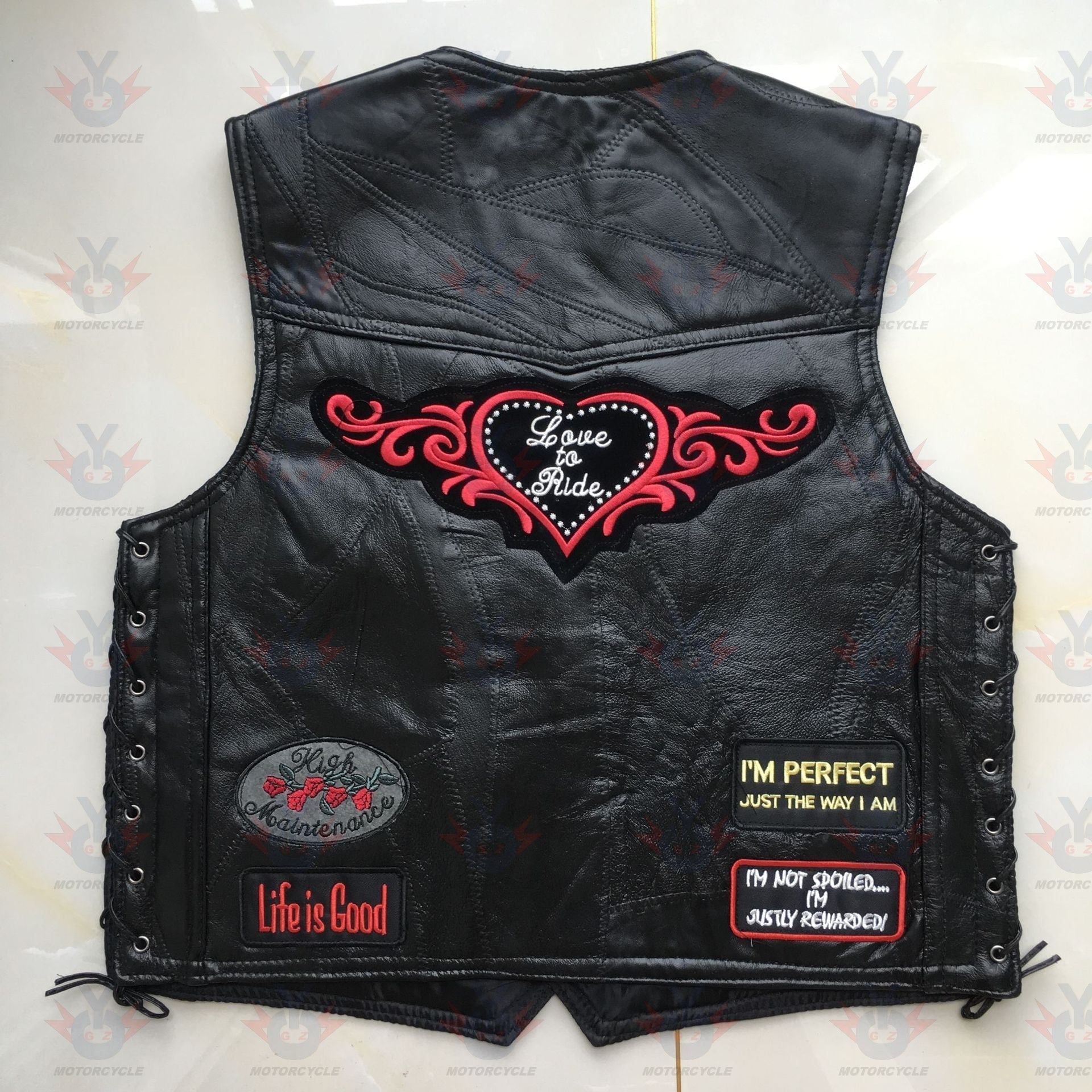 Motorcycle Riding Vest Leather Badge Net MenJSLMotors