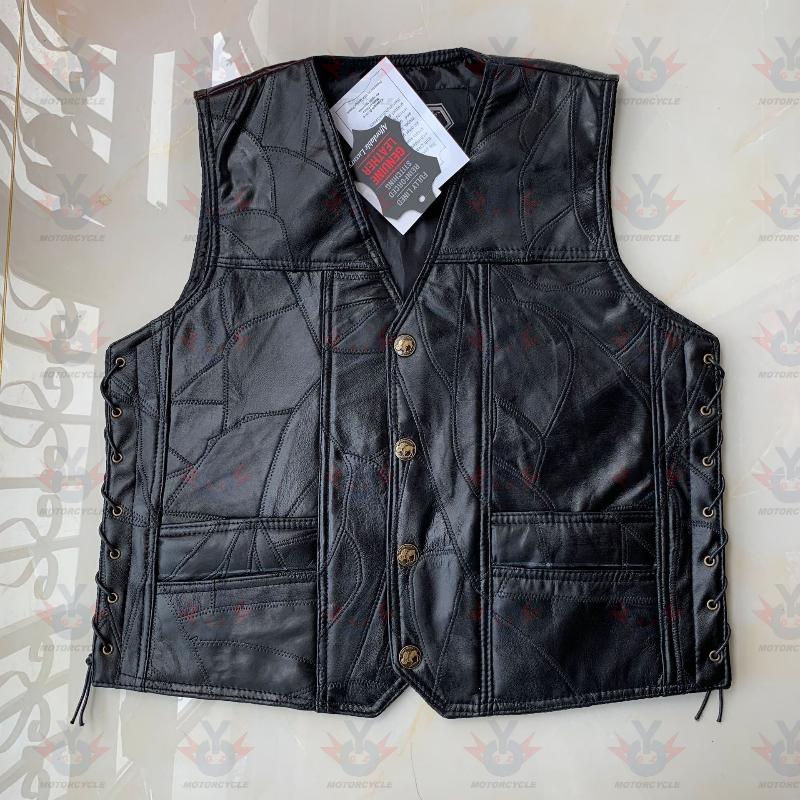Motorcycle Riding Vest Leather Badge Net MenJSLMotors