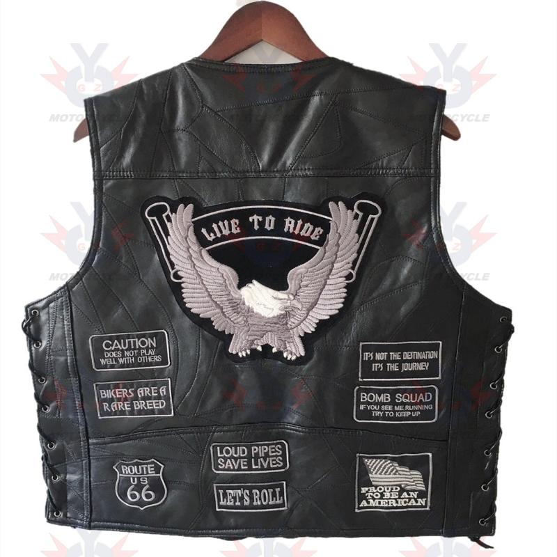 Motorcycle Riding Vest Leather Badge Net MenJSLMotors