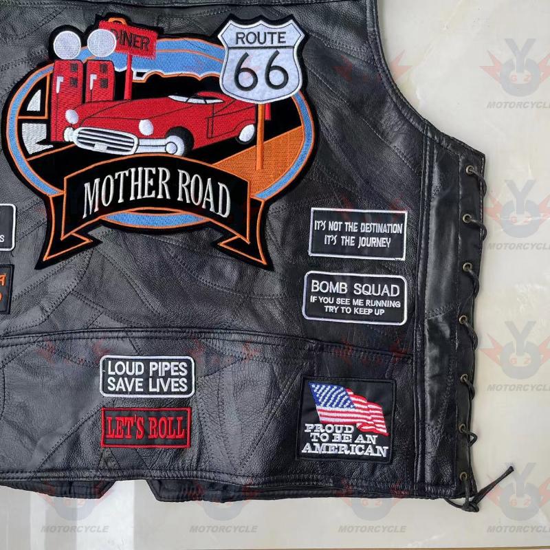 Motorcycle Riding Vest Leather Badge Net MenJSLMotors