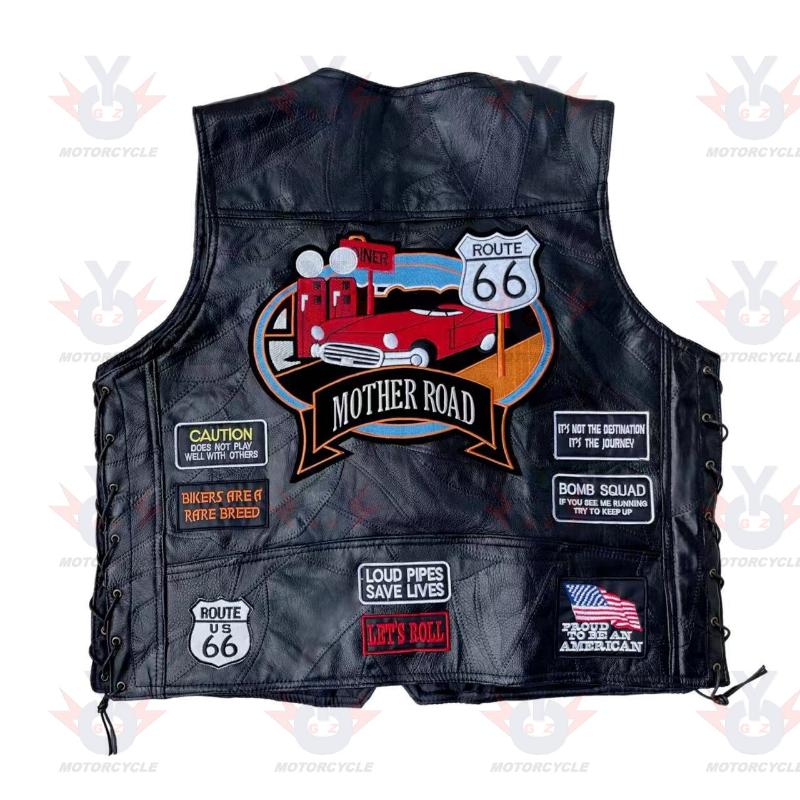 Motorcycle Riding Vest Leather Badge Net MenJSLMotors