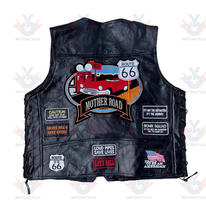 Motorcycle Riding Vest Leather Badge Net MenJSLMotors